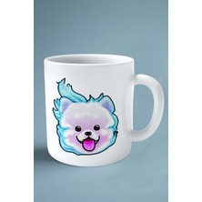 Pomeranian Köpek Isimli Kişiye Özel Baskılı Kupa Bardak Mavi Ateş