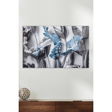 Mavi Zambak Çiçeği Yatay Cam Tablo, Modern Ev Ofis Dekoru, Hediyelik Duvar Dekorasyonu, Kırılmaz Cam