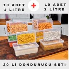 Turuncu 20'li Saklama Kabı Seti, Derin Dondurucu Için Uygun, 1 ve 2 Litre