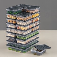 Mikrodalga ve Difriz Uyumlu 22 Parça Saklama Kabı SETI,2X2400ML 2X1200ML 6X1170ML 12X600ML, Antrasit