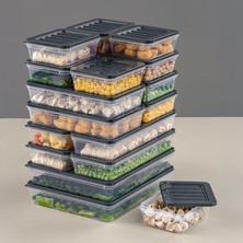 Mikrodalga ve Difriz Uyumlu 18 Parça Saklama Kabı Seti ,2X2400ML 4X1200ML 4X1170ML 8X600ML, Antrasit