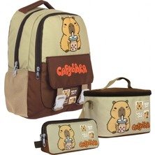 Capybara (Erkek Çocuk - Kahverengi - Bej) Ilkokul Üçlü Çanta Seti - SETCPB5200A