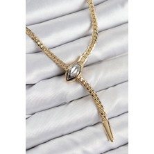 Çarşı Point Pirinç Yılan Model Gold Renk Asansörlü Kadın Kolye