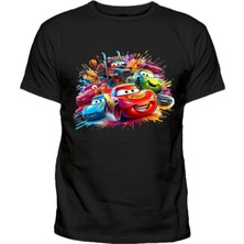 Şimşek Mcqueen ve Arabaları Baskılı Çocuk Pamuklu Kısa Kollu Tişört