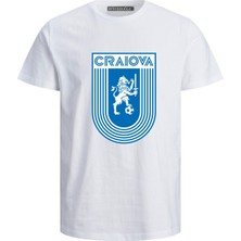 Universitatea Craiova Kulüp Büyük Baskılı Erkek Pamuklu Tshirt