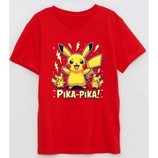 Pika Pika Pikachu Baskılı Pamuklu Çocuk Tshirt