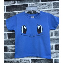 Mavi Squirtle Yüzü  Baskılı Çocuk Tişört