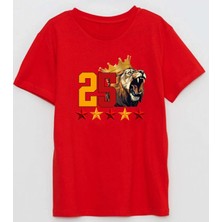 25 Kükreyen Kral Aslan 5 Yıldız Baskılı Pamuklu Yetişkin Tişört