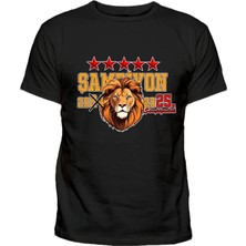 24 Bitti 25. Şampiyonluk 5 Yıldız Aslan Baskılı Pamuklu Çocuk Tişört