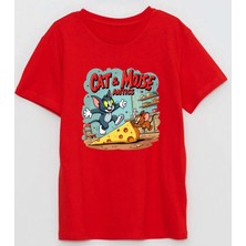 Cat&mouse Antics Baskılı Pamuklu Çocuk Tshirt