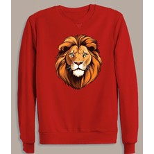 Aslan Baskılı Pamuklu Erkek Sweatshirt