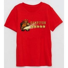 Işıldayan Aslan Pençesi Şampiyon 5 Yıldız Kral Aslan Çocuk Tişört