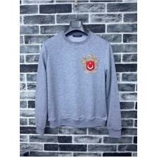Türkiye Bozkurt Küçük Baskılı Milli Takım Logo Pamuklu Erkek Sweatshirt