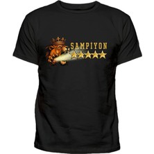 Işıldayan Aslan Pençesi Kral Şampiyon 5 Yıldız Yetişkin Tişört
