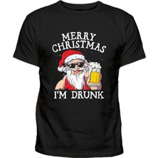 Marry Christmas Baskılı Bira Yeni Yıl Yetişkin Pamuklu Tişört