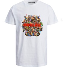 Roblox Yuvarlak Şekilde Karakterleri Baskılı Çocuk Pamuklu Tişört