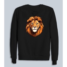 Aslan Baskılı Pamuklu Erkek Sweatshirt