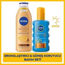 Nivea Koruma & Bronzluk Sağlayan Güneş Spreyi SPF50 200ml Q10 Doğal Bronzluk Sağlayan Vücut Losyonu 250 ml