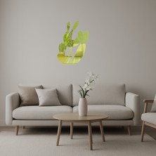 Minimalist Kaktüs Desenli  Altın Aynalı Tablo - MONAS4814-7122