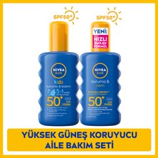 NIVEA SUN Koruma Nem Vücut Spreyi 200ml ve Çocuklar İçin Hassas Güneş Koruyucu 200ml, SPF50