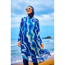 Lacivert Renk Geçişli Şifon Pareo Kimono – P2513-2