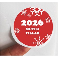 TM Tasarım Mağazası 24 Adet 4 cm 2026 Mutlu Yıllar Baskılı Yuvarlak Etiket Sticker