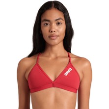 Team Swim Top Tie Back Solid Kadın Kırmızı Yüzücü Bikini Üstü 004768450