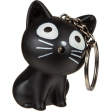Markakanvas Miyavlayan ve Led Işıklı Kedi Anahtarlık Siyah
