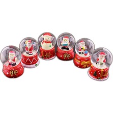 6 Adet Yeni Yıl 2023 Noel Yılbaşı Temalı Mini Boy Işıklı Kar Küresi 6,5 cm -36A