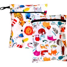 Yorni 2 Adet, 37 x 30 Cm, Jungle ve Zoo Desen, Sıvı Geçirmeyen Çok Amaçlı Çanta, Ekonomik Set, Yıkanabilir