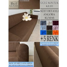 Süet Detaylı Angora Kumaş 3lü Komple Giydirme Kanepe & Çekyat, Bohem, Porto, Vb. Model Koltuk Kilifi