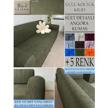 Süet Detaylı Angora Kumaş 3lü Komple Giydirme Kanepe & Çekyat, Bohem, Porto, Vb. Model Koltuk Kilifi