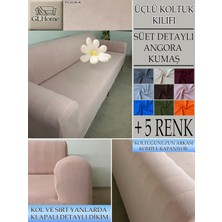 Süet Detaylı Angora Kumaş 3lü Komple Giydirme Kanepe & Çekyat, Bohem, Porto, Vb. Model Koltuk Kilifi