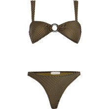 Tokalı Haki Straplez Bikini