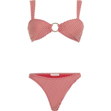 Tokalı Kırmızı Straplez Bikini