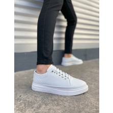 JY0535 Prime Bağcıklı Cilt Erkek Günlük Sneaker Ayakkabı Cbt - Beyaz