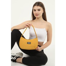 Shaka Hardal U11 Kanvas Kumaş, Fermuarlı Tek Bölmeli , Baget Model El, Kol Ve Omuz Çantası