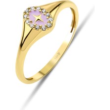 14 Ayar Altın Lila Mineli Mühür Yüzük