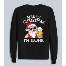 Drunk Merry Christmas Baskılı Erkek Yeniyıl Sweatshirt
