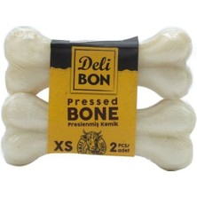 Delibon Deri Pres Vakumlu Kemik Köpek Ödülü Beyaz 7 Cm 2 Adet