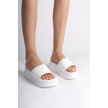 Alıce Düz Topuklu Kalın ve Ortopedik Taban Kadın Terlik Cbt - Beyaz