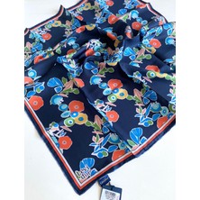 Levidor Tivil Saf Ipek Eşarp 49692 Lacivert Karışık Desen