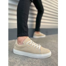 JY122 Mode Bağcıklı Süet Erkek Günlük Sneaker Ayakkabı Sbt - Bej