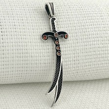 Takılingo MH-224 925 Ayar Gümüş Kırmızı Taşlı Zülfikar Model Kolye Ucu