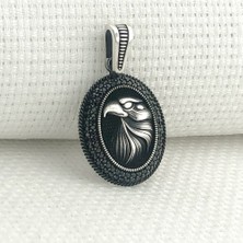 Takılingo MH-229 925 Ayar Gümüş Siyah Taşlı Kartal Motifli Kolye Ucu