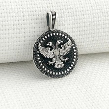 Takılingo 925 Ayar Gümüş Çift Başlı Kartal Figürlü Kolye Ucu