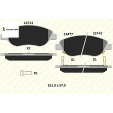 Ön Fren Balatasi   Egea-Bravo 1.6/1.4 Kale Balata  77367923/ 77368553  Fıat 22476 194 05 Ans