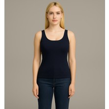 Kadın Siyah Kalın Askılı T-SHIRT-D815