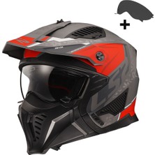 Ls2 Drıfter Devor Mat Gri-Tıtanıum-Kırmızı Kask