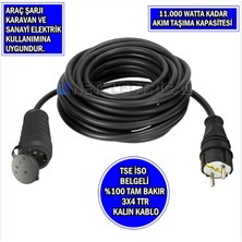 Netelectrical Tekli 19 Metre |3x4 Ttr Tam Bakır Kalın Kablolu| Monofaze Kauçuk Grup Priz